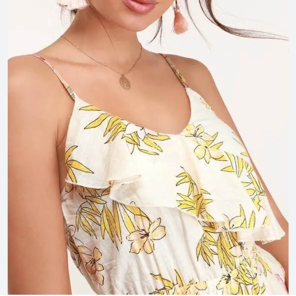 Billabong Floral High Low Dress Maxi Spaghetti Straps Boho Vacation Cotton Lined - Picture 11 of 14